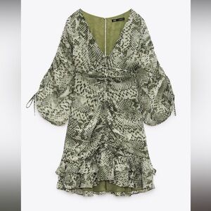 Zara Olive Ruffle Mini Dress